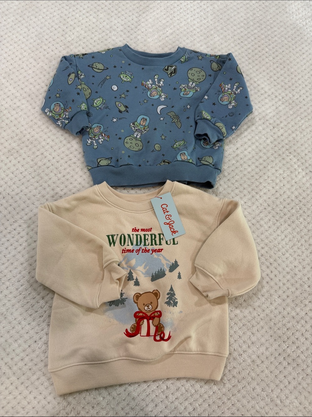 Toddler Boy 12M Sweatshirt Bundle 2 Pc Disney Character & Cat & Jack NWT